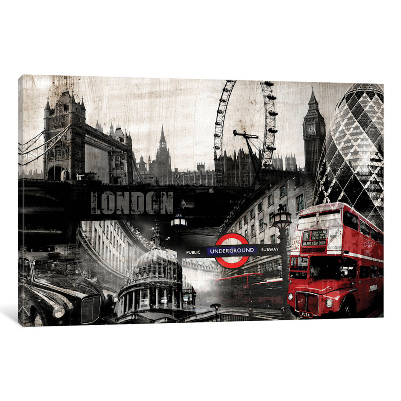 «London» par GraphINC, impression sur toile tendue, H 18 po x l 26 po x P 1,5 po, Toile tendue