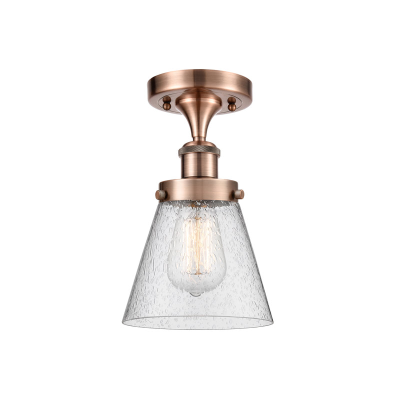 Plafonnier semi-encastré 1 lumière Alvonia, Cuivre antique, H 11 po x l 6 po x P 6 po, Ampoule non incluse