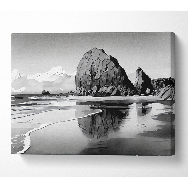 Magnificent Ocean Rocks B N W - Wrapped Canvas Art Prints, 35.6cm H x 50.8cm W x 10cm D