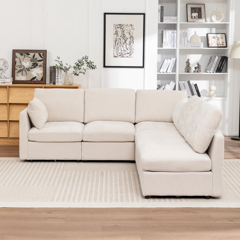Canapé modulaire rembourré 5 pièces Wilroy, Beige
