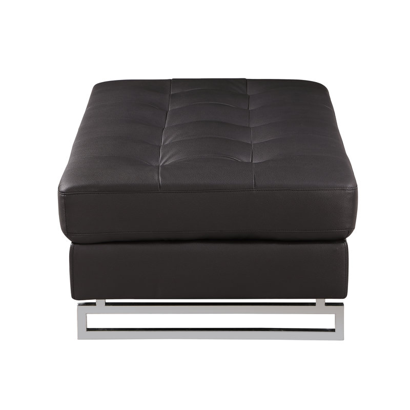 Repose-pieds en cuir véritable Global United, Brun