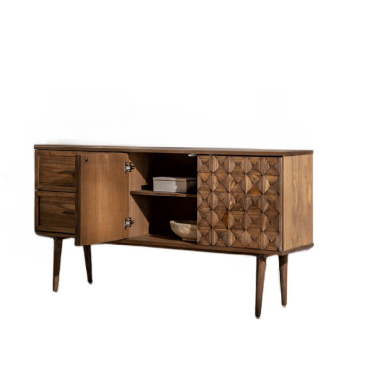Armoire d'appoint en bois massif Boxwood, Brun foncé