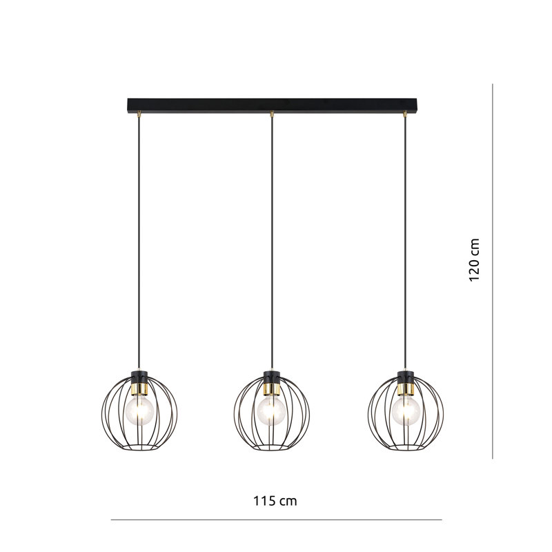 Aisatou 3 - Light Steel Pendant, Black/Gold