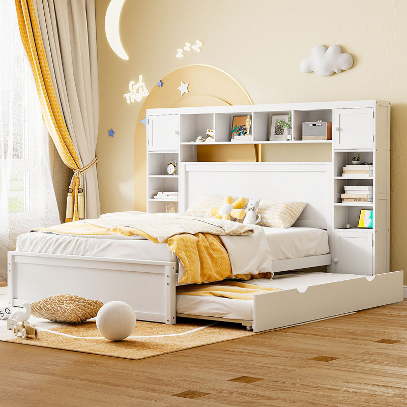 Lit en bois avec armoire tout-en-un, White