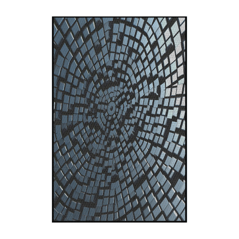 Tapis noir/bleu à motifs, Rectangle 2 pi x 3 pi