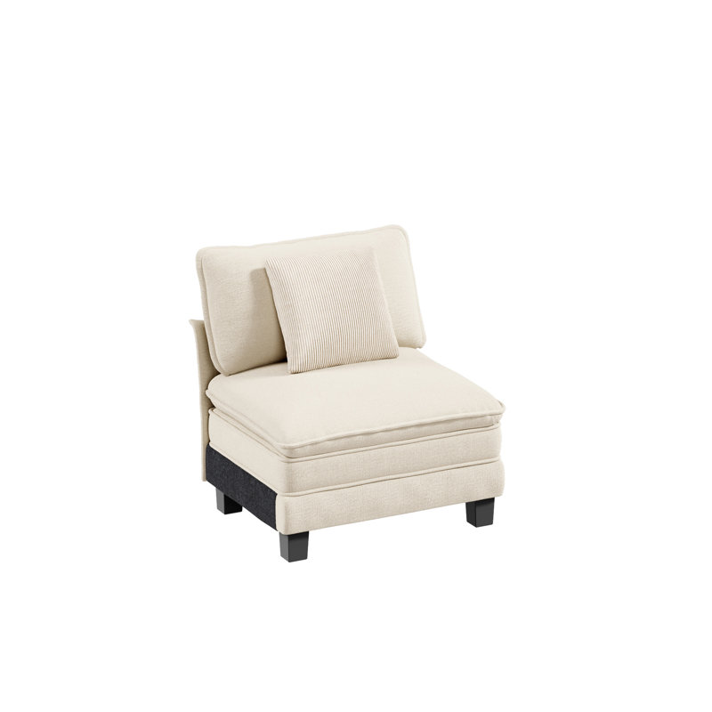 Un siège simple sans accoudoirs avec un coussin supplémentaire, Chenille ivoire