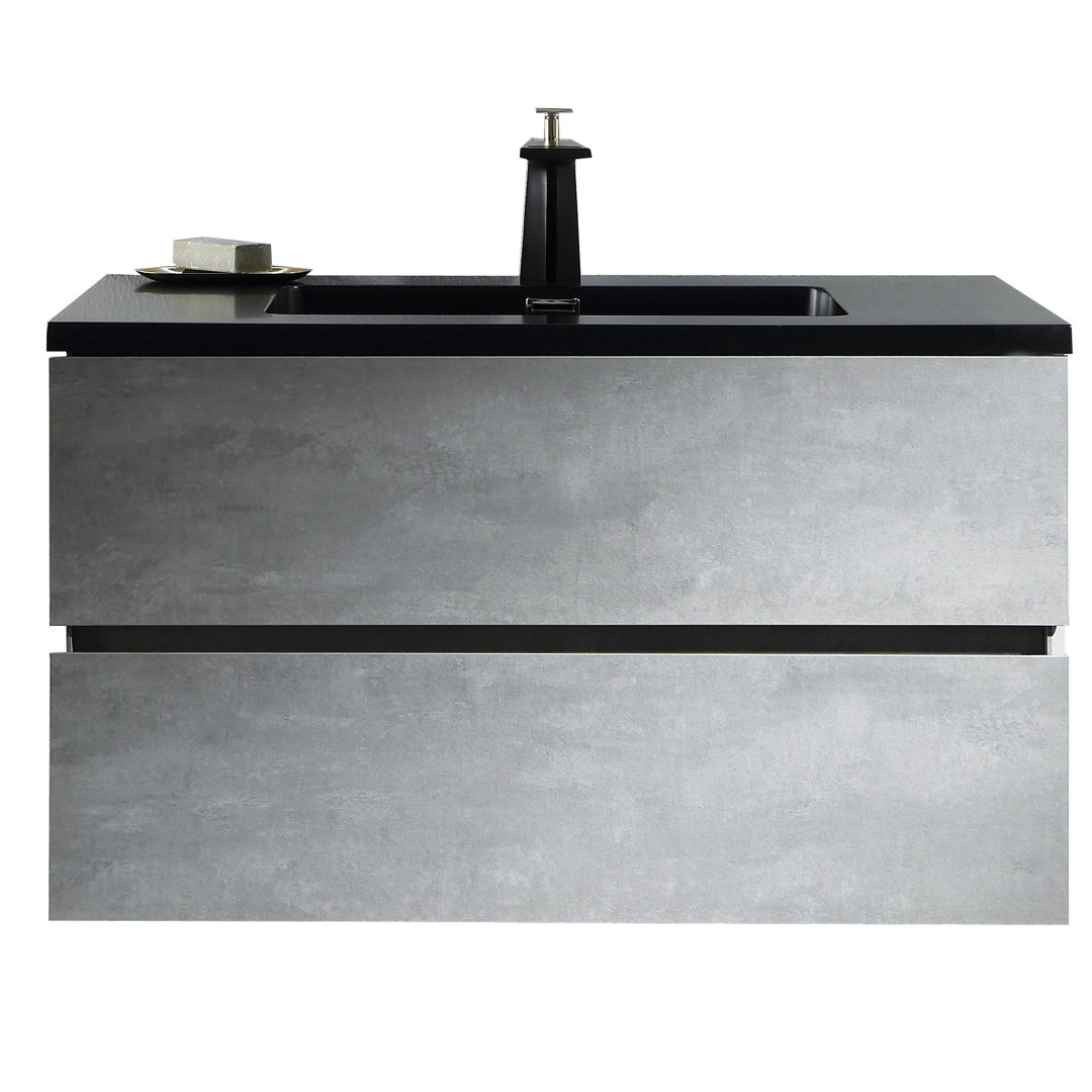 Oliwia Cement 29.5" Wall-Mounted Single Bathroom Vanity Orren Ellis