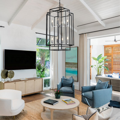 18" Modern 8-Light Geometric Pendant Chandelier