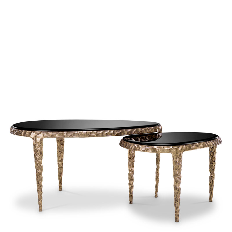 Side Table Livana Vintage Brass Finish - Stand Set Of 2