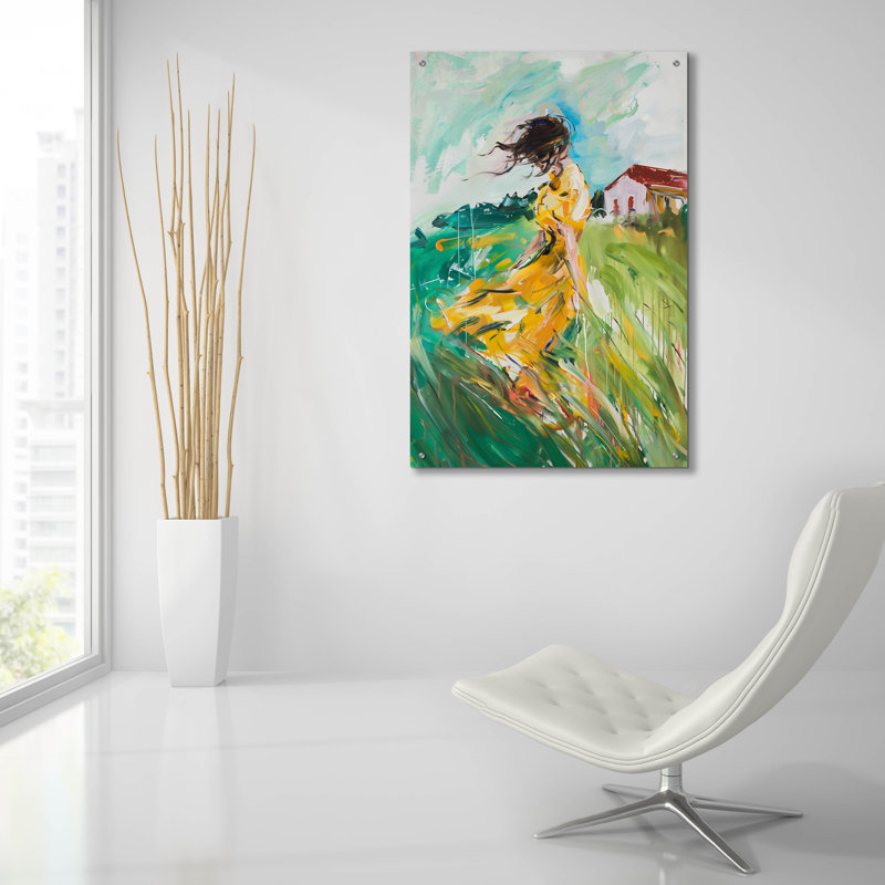 Art mural en verre épique «Stormy Fields» par Andreas Magnusson, H 36 po x l 24 po x P 0,2 po
