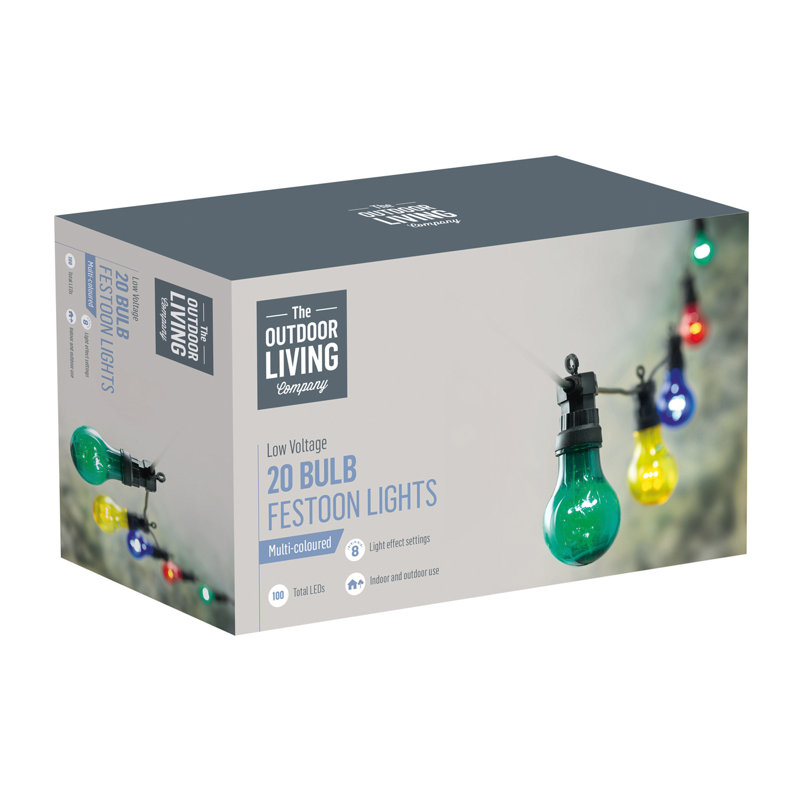 1450cm 20 - Bulb Globe String Light, Green/Yellow/Blue