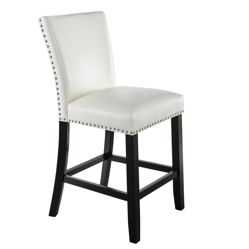 Ringwood Upholstered Counter Stool with Solid Wood Frame, White