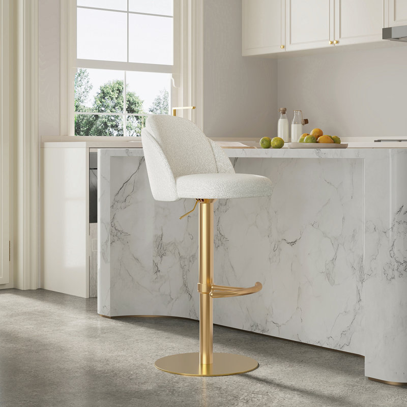 Swivel Adjustable Height Bar Stool, Gold