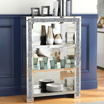 Amla Display Stand Mirrored Finished with Crushed Crystals Inlay