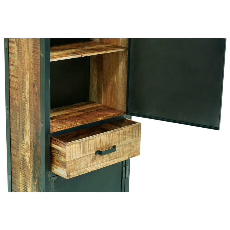 Industrial Solid Mango Wood Tall Bookcase