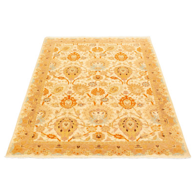 Tapis décoratif en laine noué à la main de conception unique 6 pi x 8 pi 10 po en laine de conception unique