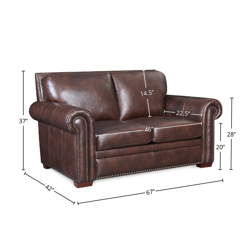 Causeuse à accoudoirs roulés en cuir véritable 67 po Iwan