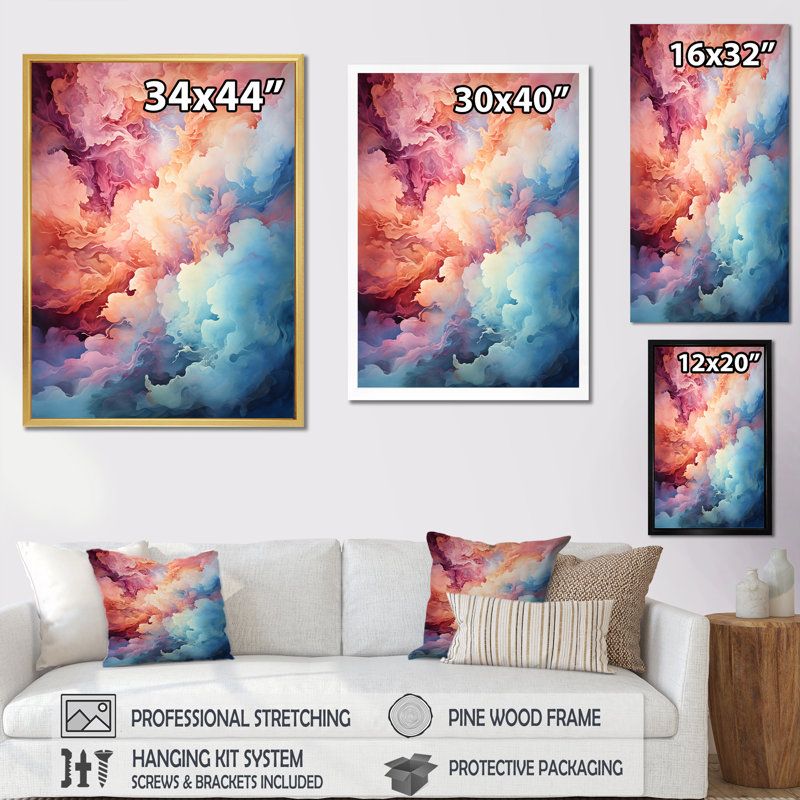 Abstrait galaxie céleste abstraite sur toile, H 32 po x l 24 po x P 1 po, Toile tendue