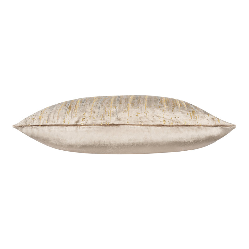 Verona Rectangular Velvet Pillow Cover & Insert, Gold/Stone