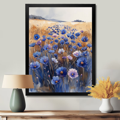 Bleu, bleu, bleuet, été, brise, pré, II - bleuet, art mural, salon