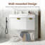 Meuble-lavabo mural moderne l 35,43 po x P 21,65 po avec comptoir en pierre frittée et meuble-lavabo flottant encastré-1779656936
