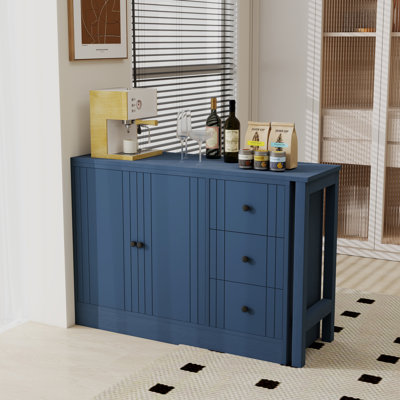 Kitchen Island With Extendable Dining Table 3 Drawers And 2 Doors Cabinet For Kitchen by Latitude Run