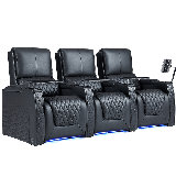 Leather Power Reclining Home Theater Seating with Cup Holder