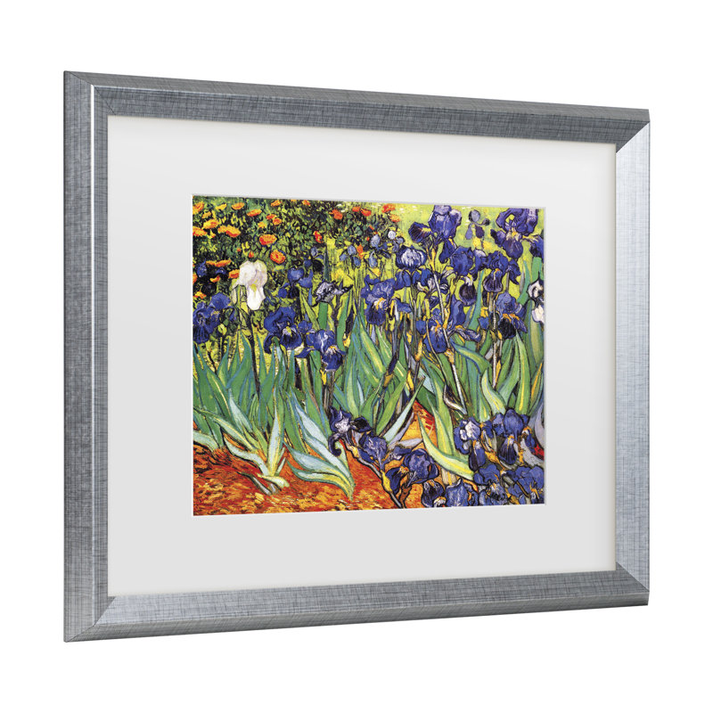 «Irises At Saint Remy» par Vincent Van Gogh, H 19,5 po x l 23,5 po x P 0,75 po, Argent
