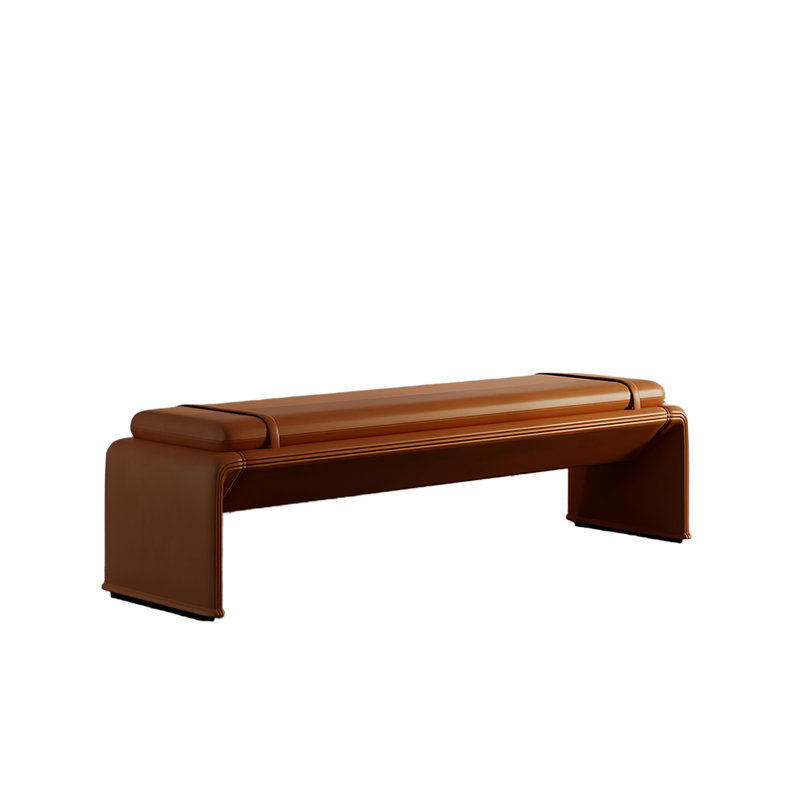 Lauriann Leather Match Upholstered Bench, 16.92" H x 47.24" W x 19.68" D, Orange