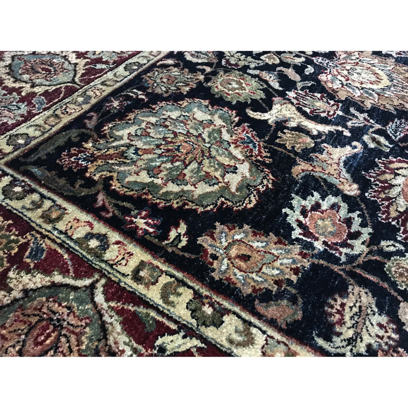 Tapis noir et rouge de haute qualité noué à la main