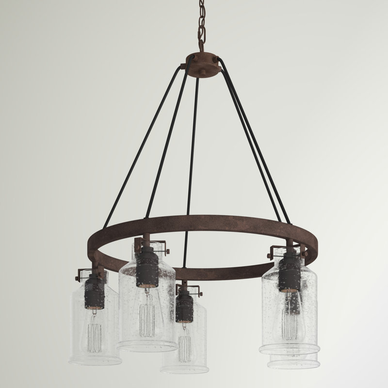Dylan 5 - Light Dimmable Wagon Wheel Chandelier