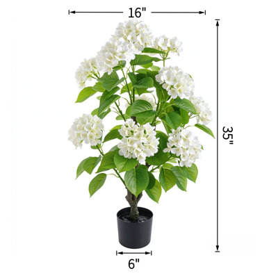 Hortensia artificiel en pot blanc, arbre d'hortensia artificiel avec fleurs en pleine floraison pour la décoration intérieure