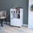 Stylish White Bar Cart, Functional Design For Home Storage And Entertaining Cart With Door, Shelves, Bottle-751359721