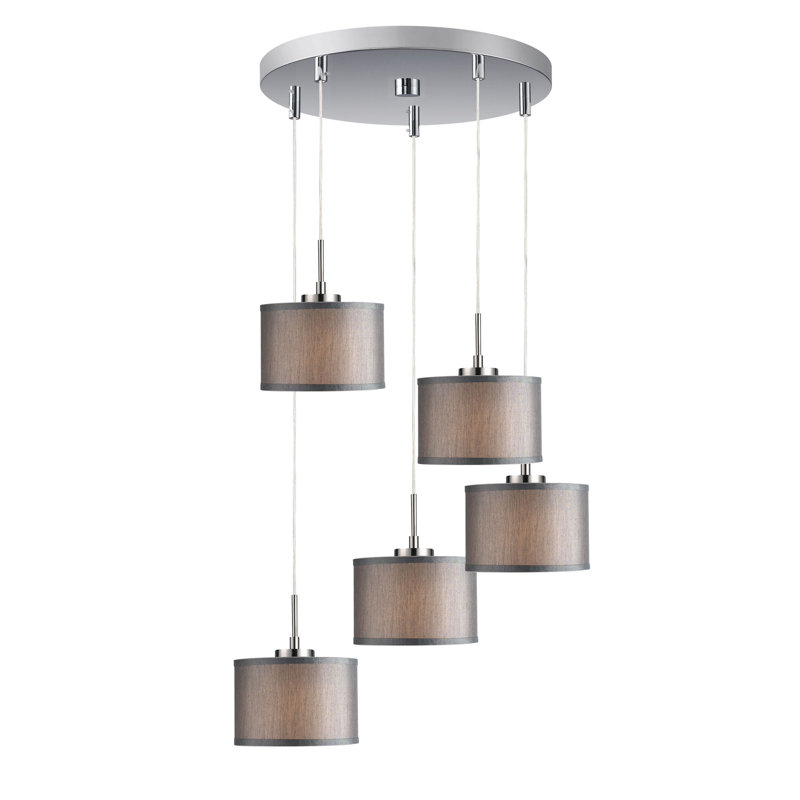 Ensemble de luminaires suspendus 5 lumières Melnik, Gris, Nickel