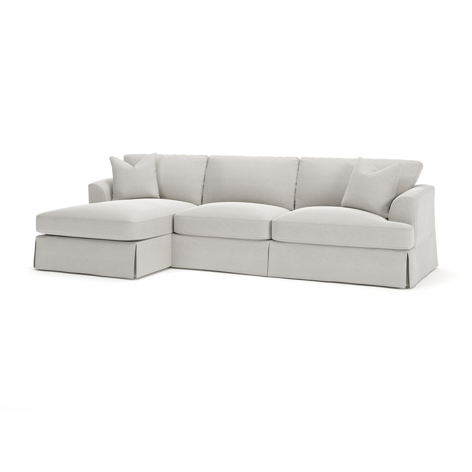 Lucia Chaise Sectional, Left Hand Facing, Drusky Ivory Sustain® Basketweave
