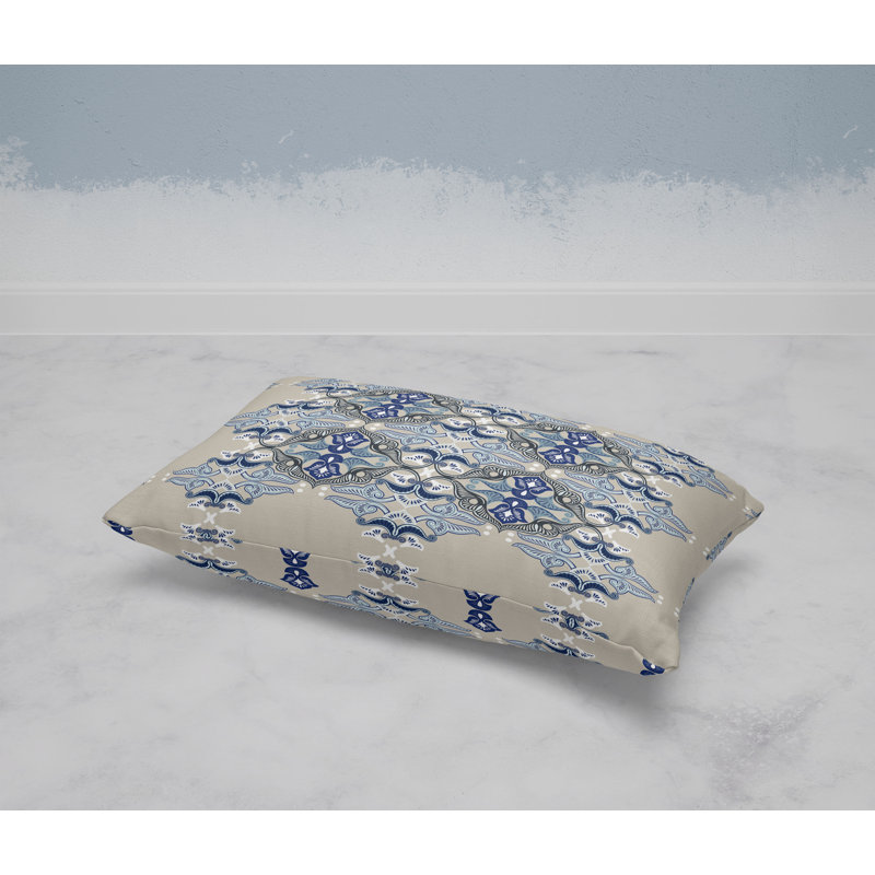 Floral Elegance  Rectangular Throw Pillow, Blue/Gray