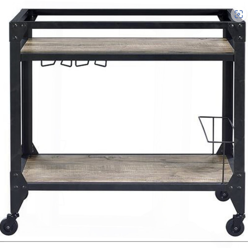 Rustic Oak & Charcoal Finish Serving Cart