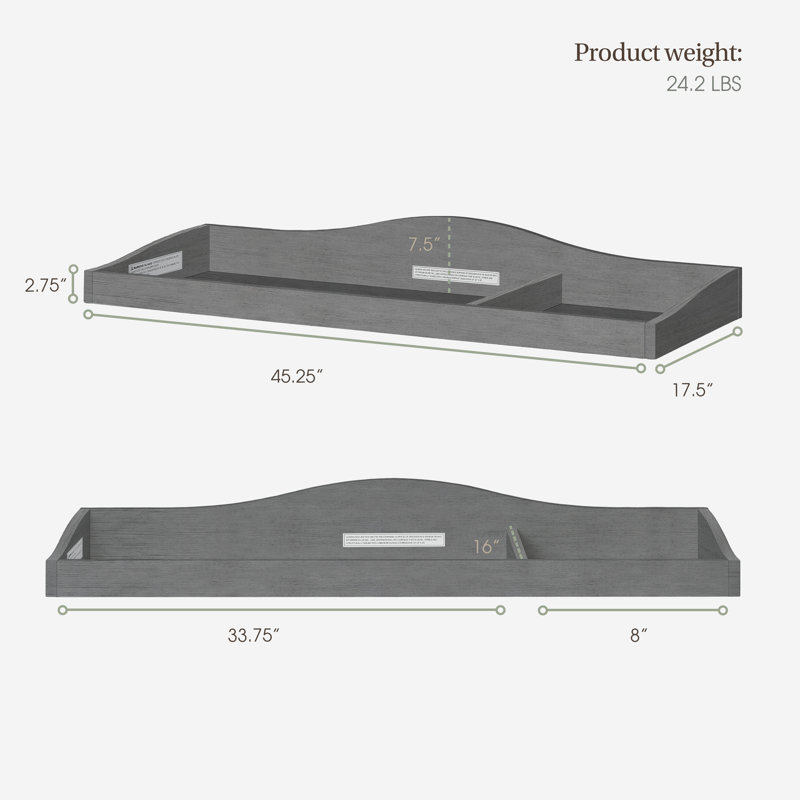 Plateau de table à langer Universal, Gris rustique