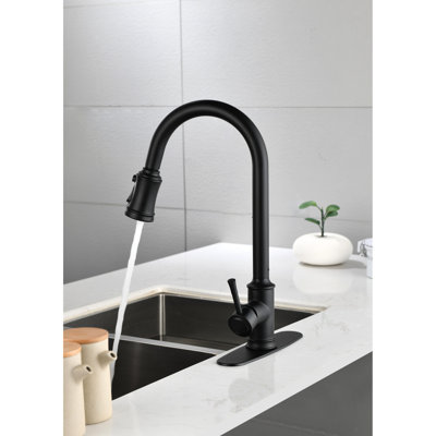 Robinet d'évier de cuisine noir mat, acier inoxydable avec robinet rotatif rétractable à 360 ° pour une distribution efficace de l'eau en noir, expérience de l'utilisateur
