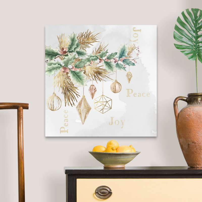 Peace & Joy Branch-impression d’art textuel sur toile, Toile tendue, H 24 po x l 24 po x P 1,25 po