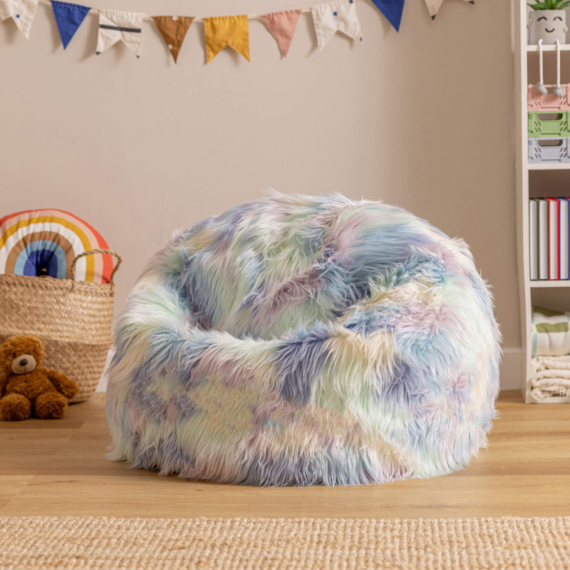 Kids Classic Luxury Faux Fur Bean Bag, Unicorn