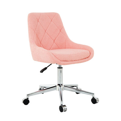 Modern Dining Chair In Velvet Fabric With Golden Legs - Lift Adjustable, Ergonomic, Pink Adjustable Living Room Comfortable, Space Saving,