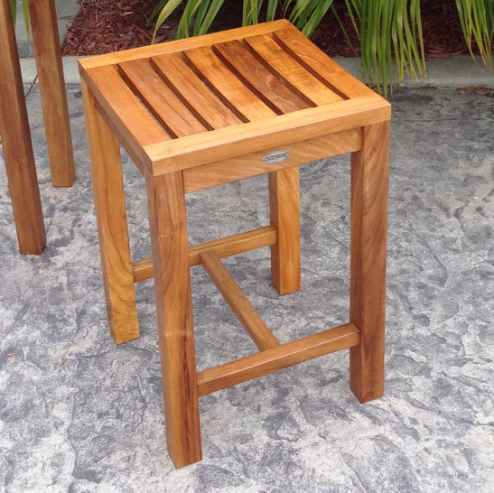 Tabouret de bar d'extérieur en bois de teck d'Ingrid, H 30 po x l 16 po x P 16 po