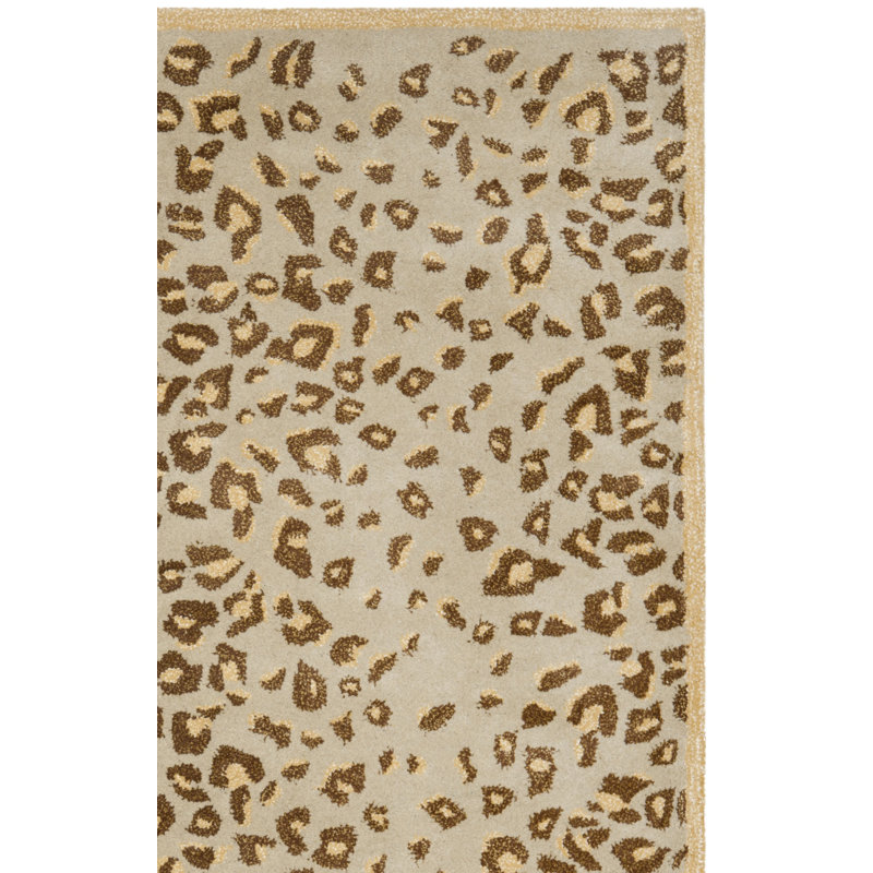 Jamon Martha Stewart Hand Tufted Wool/Viscose Animal Print Rug in Horizon Sand Beige, Runner 2'3" x 10'