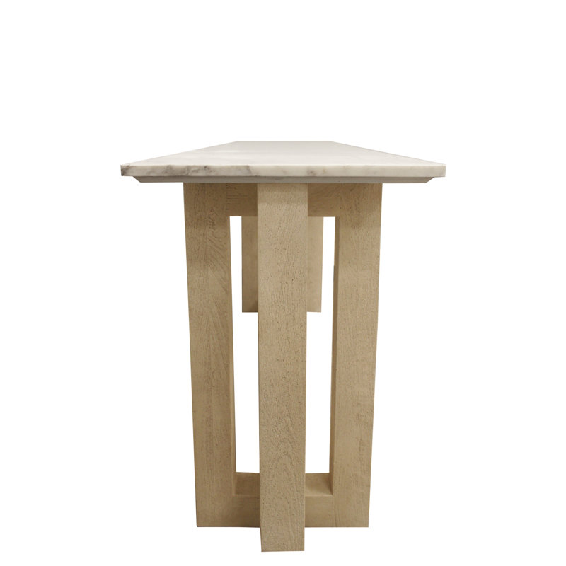Console Bradford avec base naturelle et plateau en marbre blanc Bradford