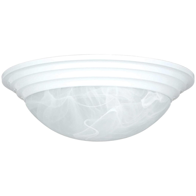 Dews Glass Flush Mount, 4.13" H x 14" W x 14" D, White