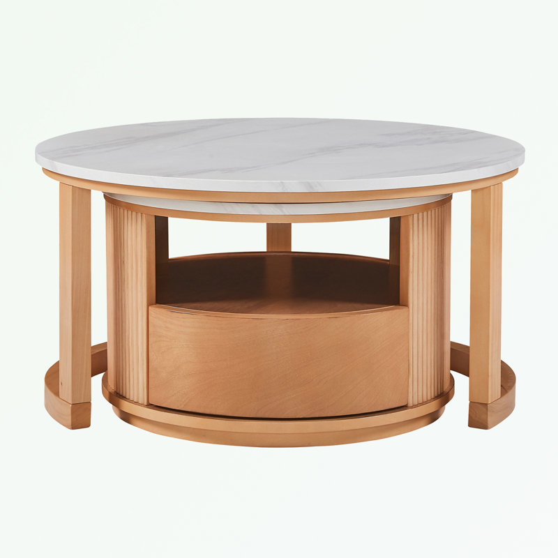Table basse ronde avec 1 tiroir