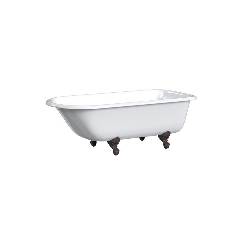 Janaih 61'' x 30'' Soaking Cast Iron Bathtub, Antique Bronze, White Interior with White Exterior