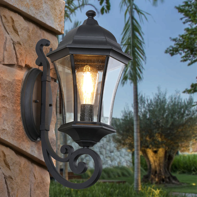 Vintage Wall-Mounted Outdoor Lantern Light – Elegant Black Metal Sconce For Porch, Patio, And Garden Lighting (Bulb Not Included)