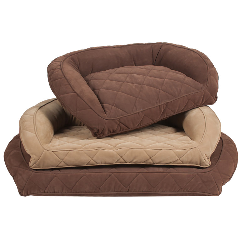Lit pour chien matelassé en microfibre, Grand (l 48 po x P 36 po x H 14,5 po), Sauge